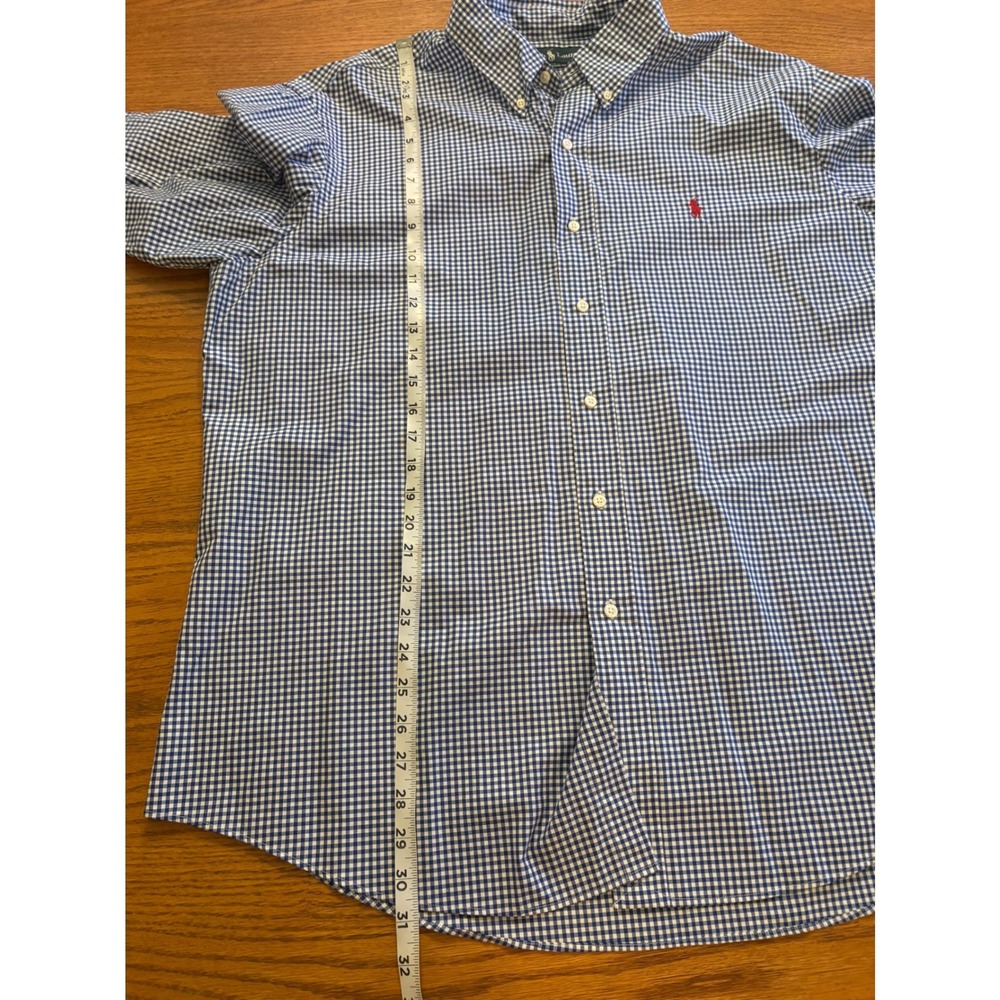 Ralph Lauren Mens XXL Custom Fit Gingham Button Down Shirt Blue White Preppy - Picture 6 of 10